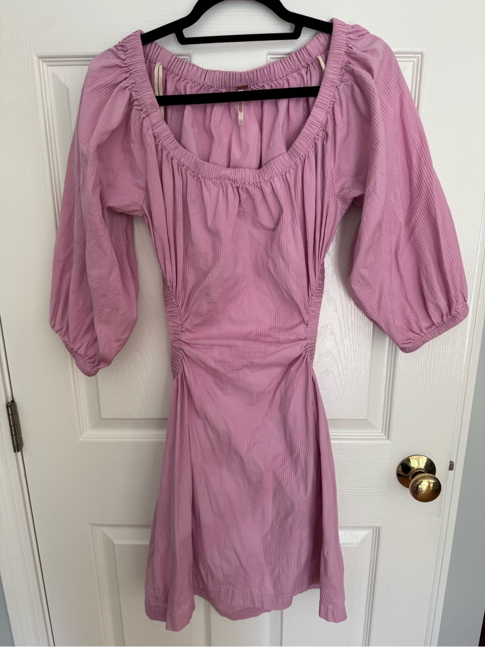 Free People Pink Puff Sleeve Off the Shoulder Mini Dress